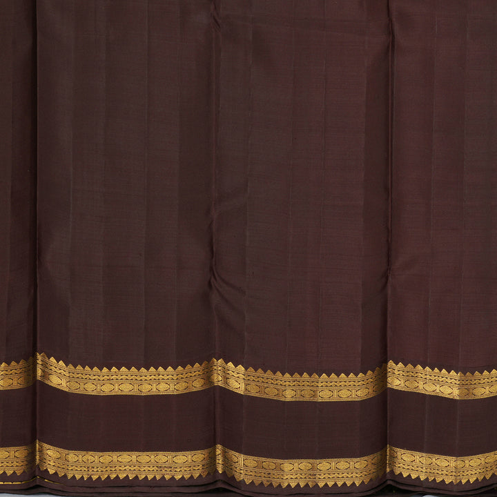 Hayagrivas Handloom Orange Kanjivaram Silk Saree with Dark Brown Border KBF216E1-1