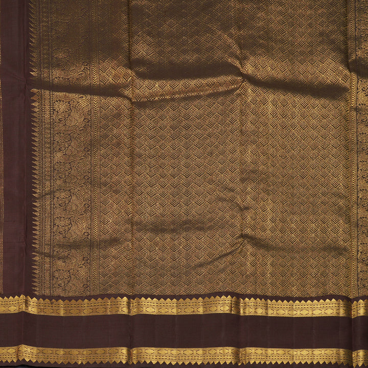 Hayagrivas Handloom Orange Kanjivaram Silk Saree with Dark Brown Border KBF216E1-1