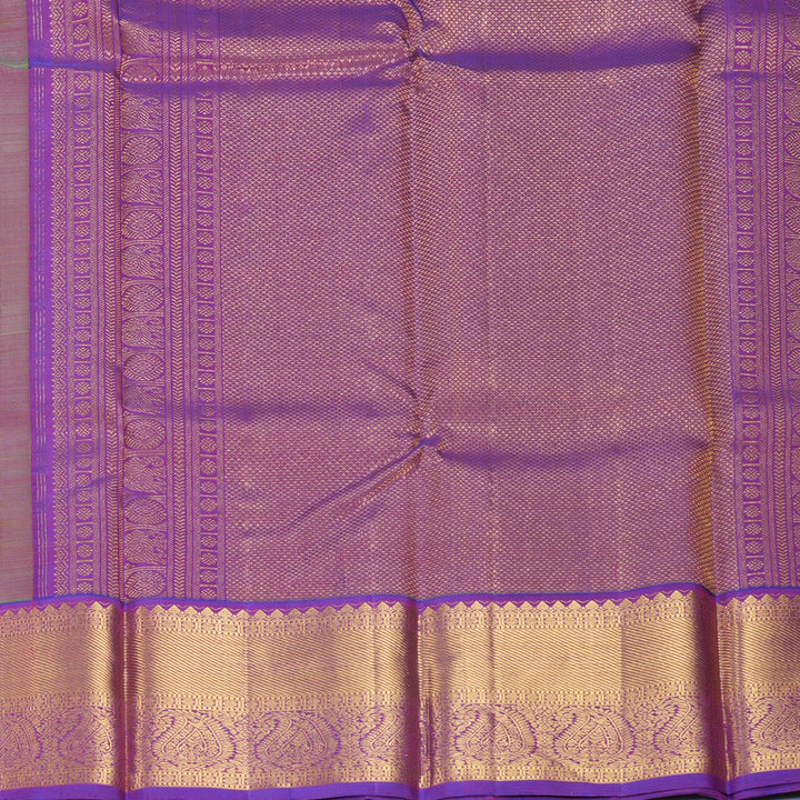 Hayagrivas Handloom Fluorescent Green Kanjivaram Silk Saree with Purple Borde KBF216E1-2