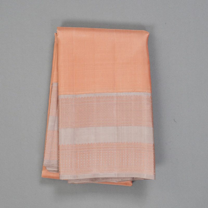 Hayagrivas Handloom Peach Orange Kanjivaram Silk Saree with Pale Brown Border KBF216E2-3