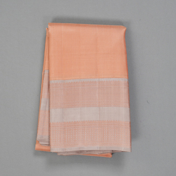 Hayagrivas Handloom Peach Orange Kanjivaram Silk Saree with Pale Brown Border KBF216E2-3