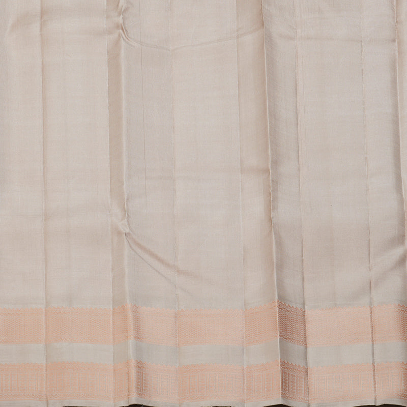 Hayagrivas Handloom Peach Orange Kanjivaram Silk Saree with Pale Brown Border KBF216E2-3