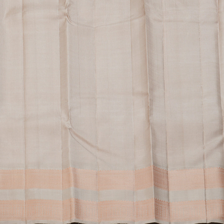 Hayagrivas Handloom Peach Orange Kanjivaram Silk Saree with Pale Brown Border KBF216E2-3
