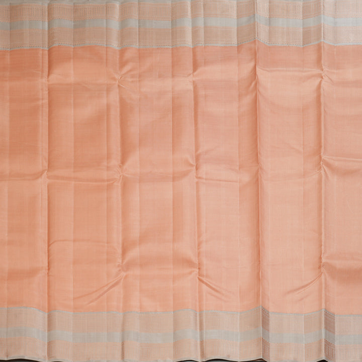 Hayagrivas Handloom Peach Orange Kanjivaram Silk Saree with Pale Brown Border KBF216E2-3