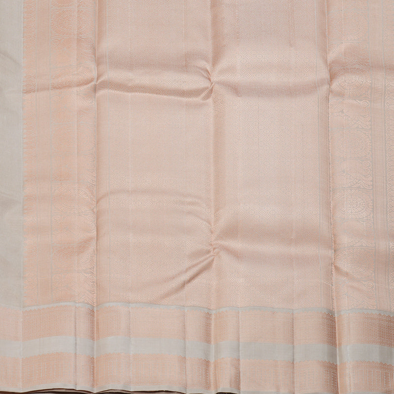 Hayagrivas Handloom Peach Orange Kanjivaram Silk Saree with Pale Brown Border KBF216E2-3