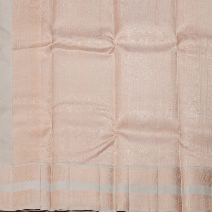 Hayagrivas Handloom Peach Orange Kanjivaram Silk Saree with Pale Brown Border KBF216E2-3