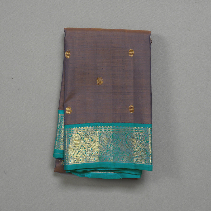 Hayagrivas Handloom Dual Tone (Brown & Purple) Kanjivaram Silk Saree KBF216E3-2