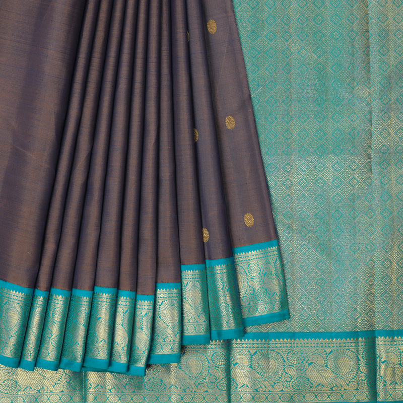 Hayagrivas Handloom Dual Tone (Brown & Purple) Kanjivaram Silk Saree KBF216E3-2