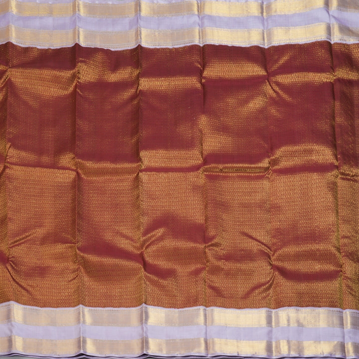 Hayagrivas Handloom Red Kanjivaram Silk Saree with Lilac Border KBF262E4-1