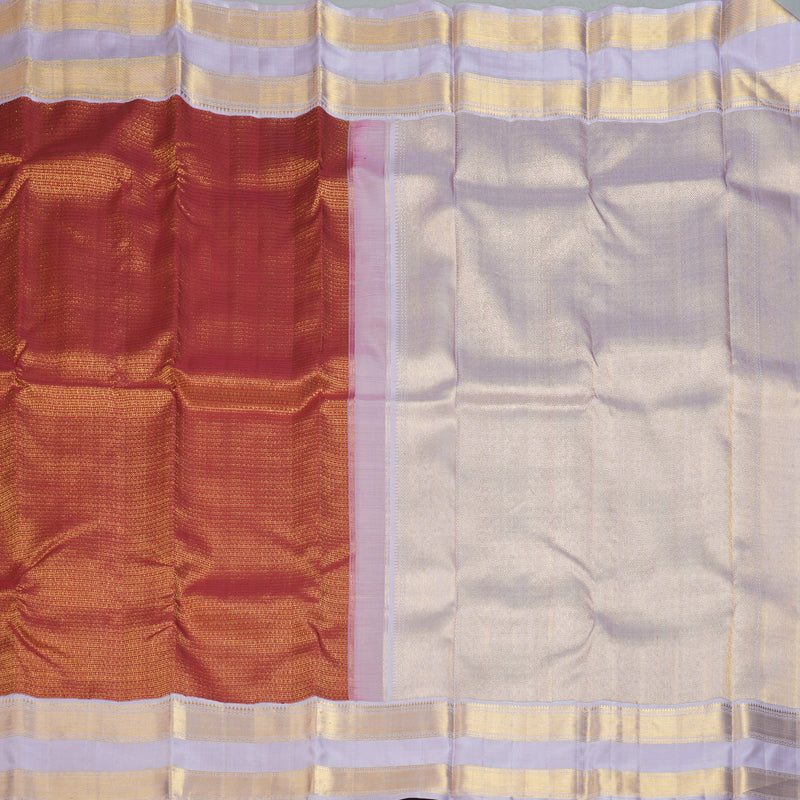Hayagrivas Handloom Red Kanjivaram Silk Saree with Lilac Border KBF262E4-1