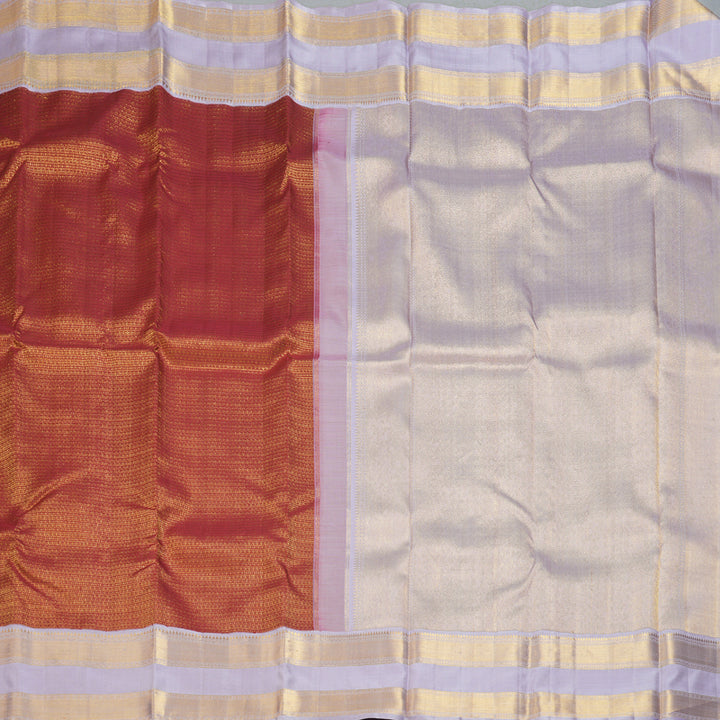 Hayagrivas Handloom Red Kanjivaram Silk Saree with Lilac Border KBF262E4-1