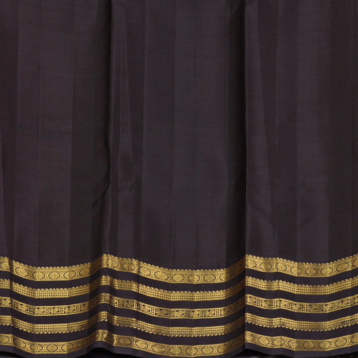 Hayagrivas Handloom Reddish-Orange Kanjivaram Silk Saree with Kanchana Brown KBF216E7-1