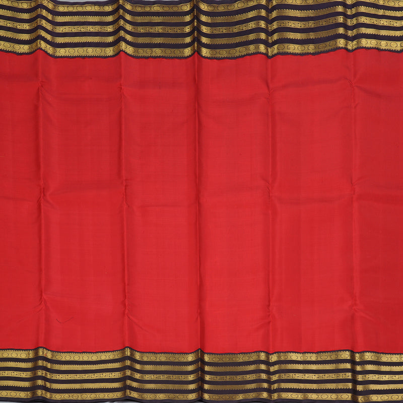Hayagrivas Handloom Reddish-Orange Kanjivaram Silk Saree with Kanchana Brown KBF216E7-1