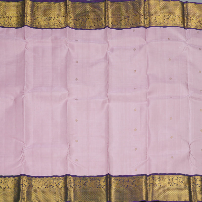 Hayagrivas Handloom Baby Pink Kanjivaram Silk Saree with Peacock Blue Border KBF217E1-1