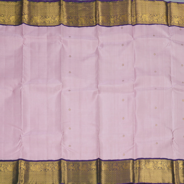 Hayagrivas Handloom Baby Pink Kanjivaram Silk Saree with Peacock Blue Border KBF217E1-1