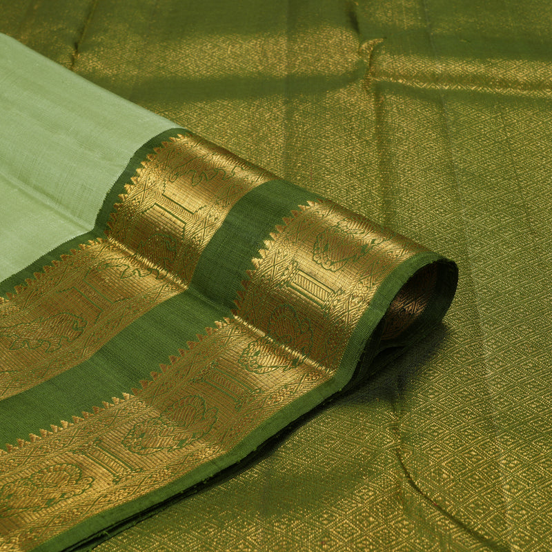 Hayagrivas Handloom Pista Green Kanjivaram Silk Saree with Mehandi Green Border KBF217E2-1