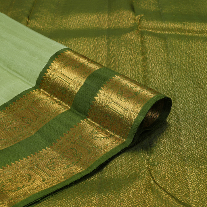 Hayagrivas Handloom Pista Green Kanjivaram Silk Saree with Mehandi Green Border KBF217E2-1