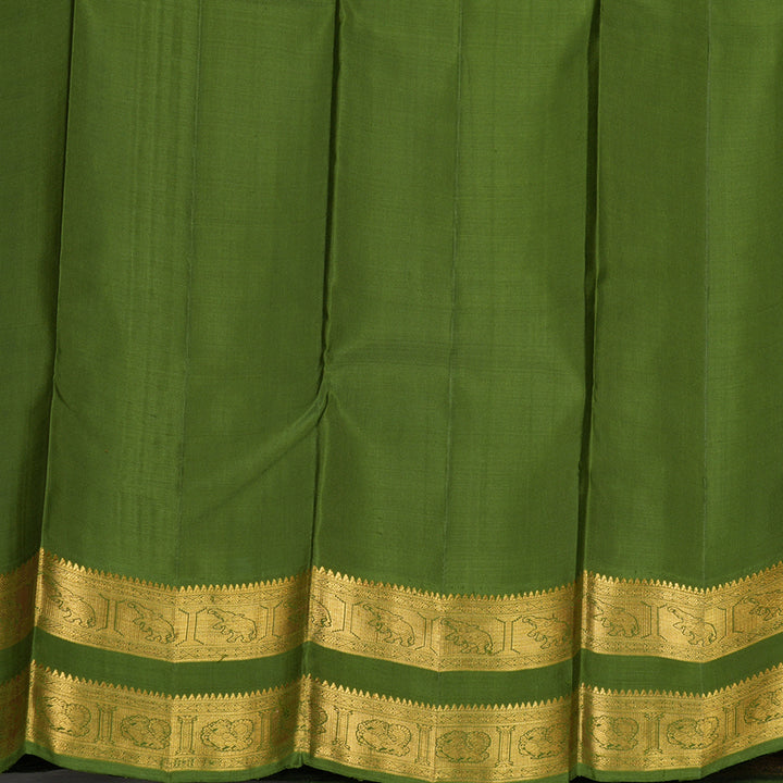 Hayagrivas Handloom Pista Green Kanjivaram Silk Saree with Mehandi Green Border KBF217E2-1