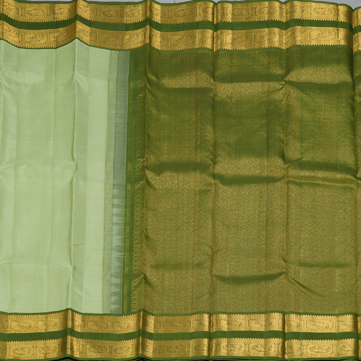 Hayagrivas Handloom Pista Green Kanjivaram Silk Saree with Mehandi Green Border KBF217E2-1