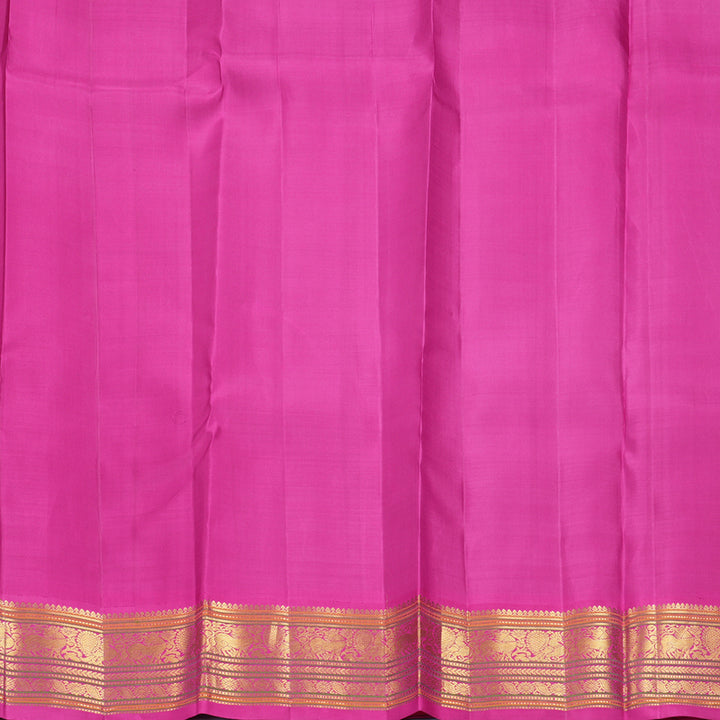 Hayagrivas Handloom Fluorescent Green Kanjivaram Silk Saree with Rani Pink Border KBF219E1-1
