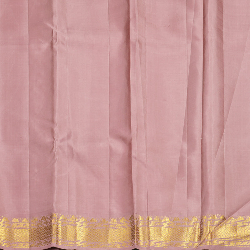Hayagrivas Handloom Greige Kanjivaram Silk Saree with Onion Pink Border KBF220E2-1