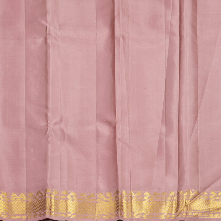 Hayagrivas Handloom Greige Kanjivaram Silk Saree with Onion Pink Border KBF220E2-1