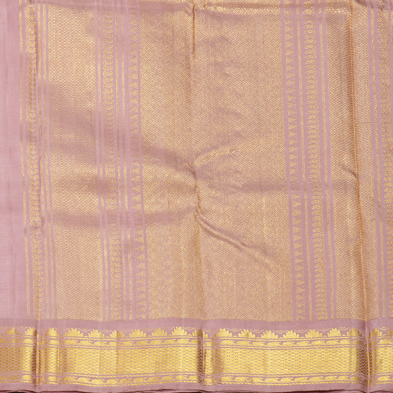 Hayagrivas Handloom Greige Kanjivaram Silk Saree with Onion Pink Border KBF220E2-1