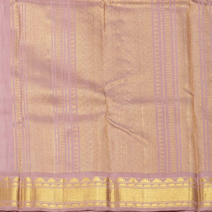Hayagrivas Handloom Greige Kanjivaram Silk Saree with Onion Pink Border KBF220E2-1
