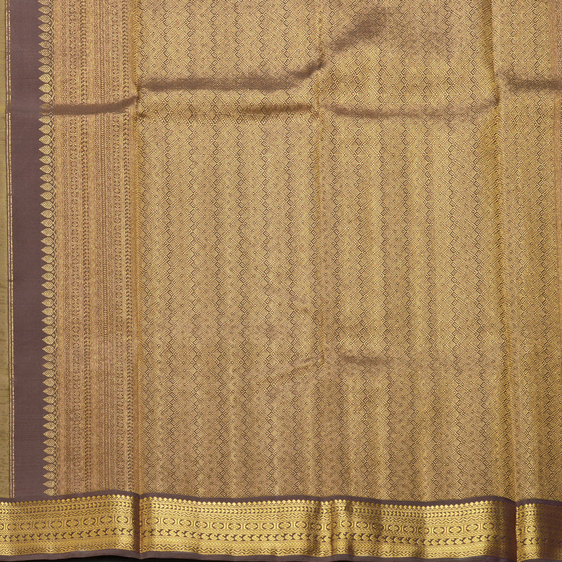 Hayagrivas Handloom Lemon Yellow Kanjivaram Silk Saree with Chocolate Brown Border KBF220E3-1