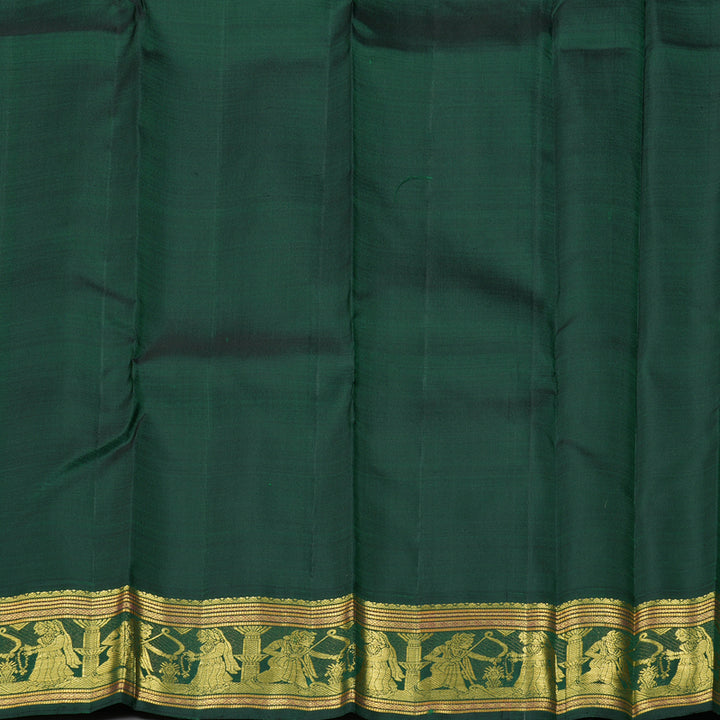 Hayagrivas Handloom Sea Blue Kanjivaram Silk Saree with Bottle Green Border KBF221E3-1