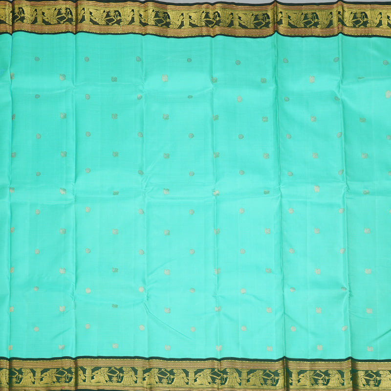 Hayagrivas Handloom Sea Blue Kanjivaram Silk Saree with Bottle Green Border KBF221E3-1