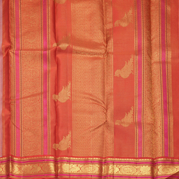 Hayagrivas Handloom Powder Blue Kanjivaram Silk Saree with Red Border KBF221E5-1