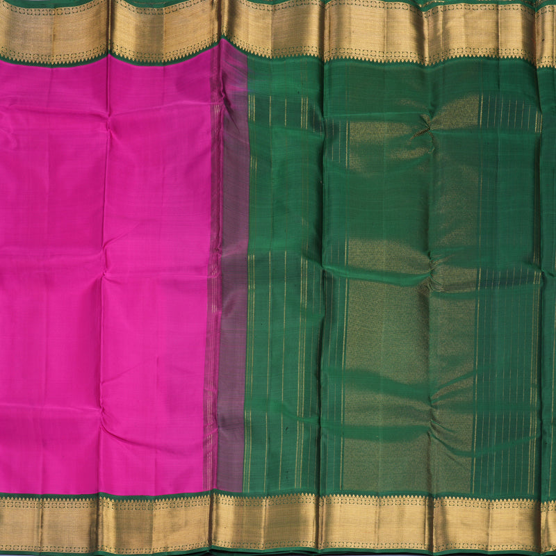 Hayagrivas Handloom Rani Pink Kanjivaram Silk Saree with Bottle Green Border KBF222E2-1