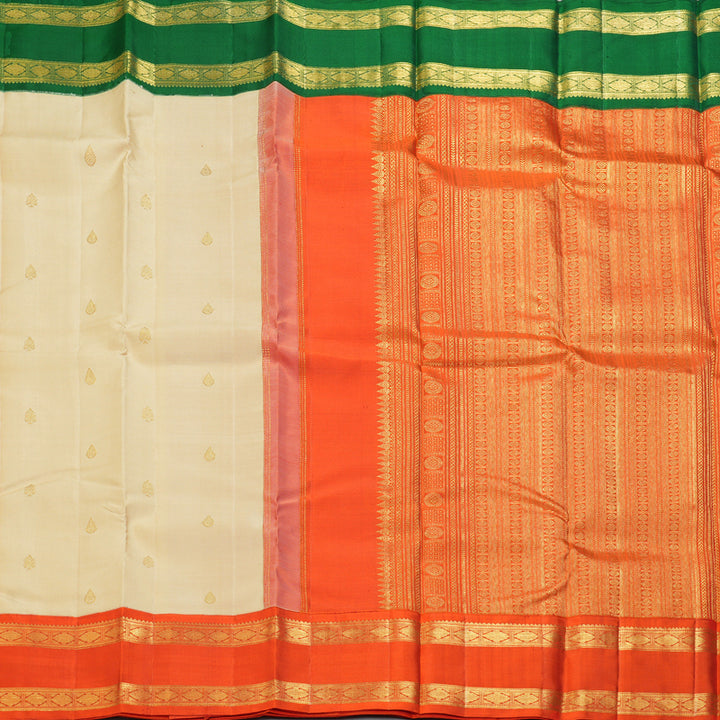 Hayagrivas Handloom Sandal Kanjivaram Silk Saree with Ganga Jamuna Border KBF223E13-1