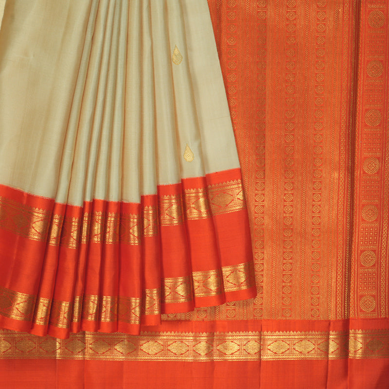 Hayagrivas Handloom Sandal Kanjivaram Silk Saree with Ganga Jamuna Border KBF223E13-1