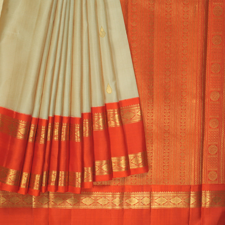 Hayagrivas Handloom Sandal Kanjivaram Silk Saree with Ganga Jamuna Border KBF223E13-1