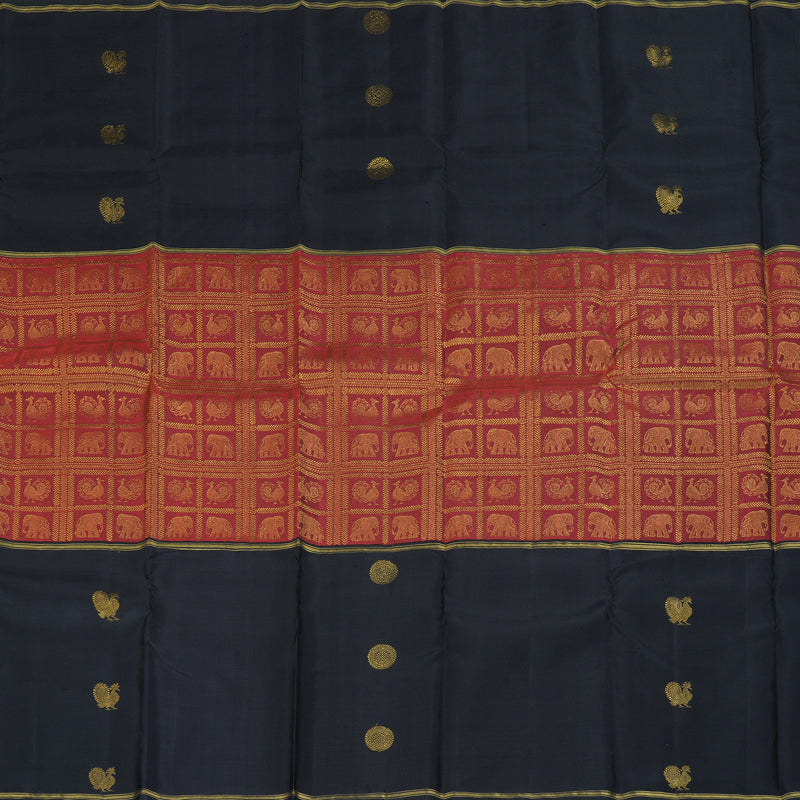 Hayagrivas Handloom Maroon Kanjivaram Silk Saree with Karum Neelam Border KBF223E8-1