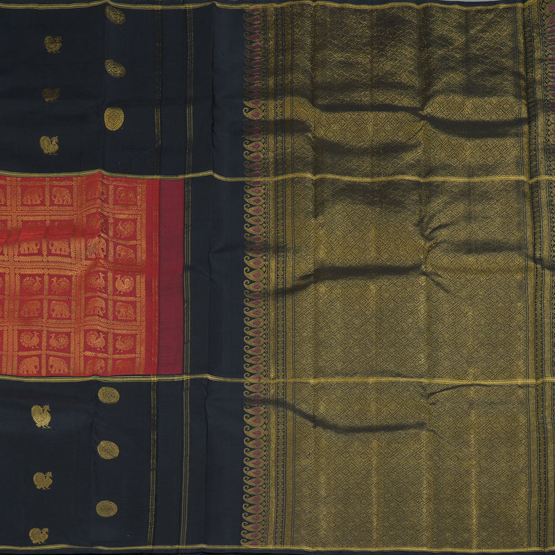 Hayagrivas Handloom Maroon Kanjivaram Silk Saree with Karum Neelam Border KBF223E8-1