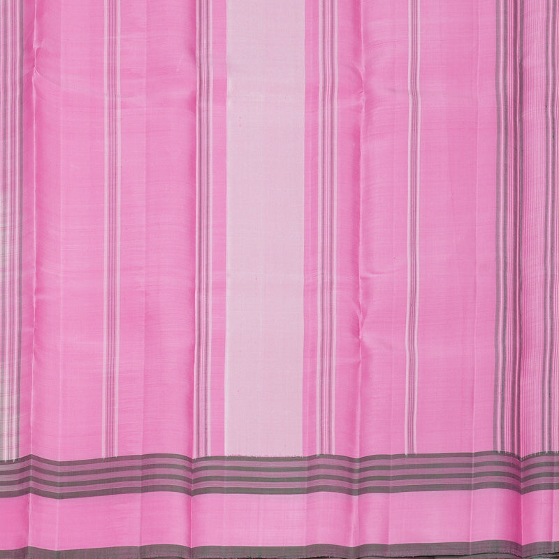 Hayagrivas Handloom Half-White Kanjivaram Silk Saree with Baby Pink Border KBF224E1-2