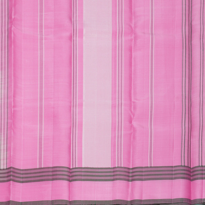 Hayagrivas Handloom Half-White Kanjivaram Silk Saree with Baby Pink Border KBF224E1-2