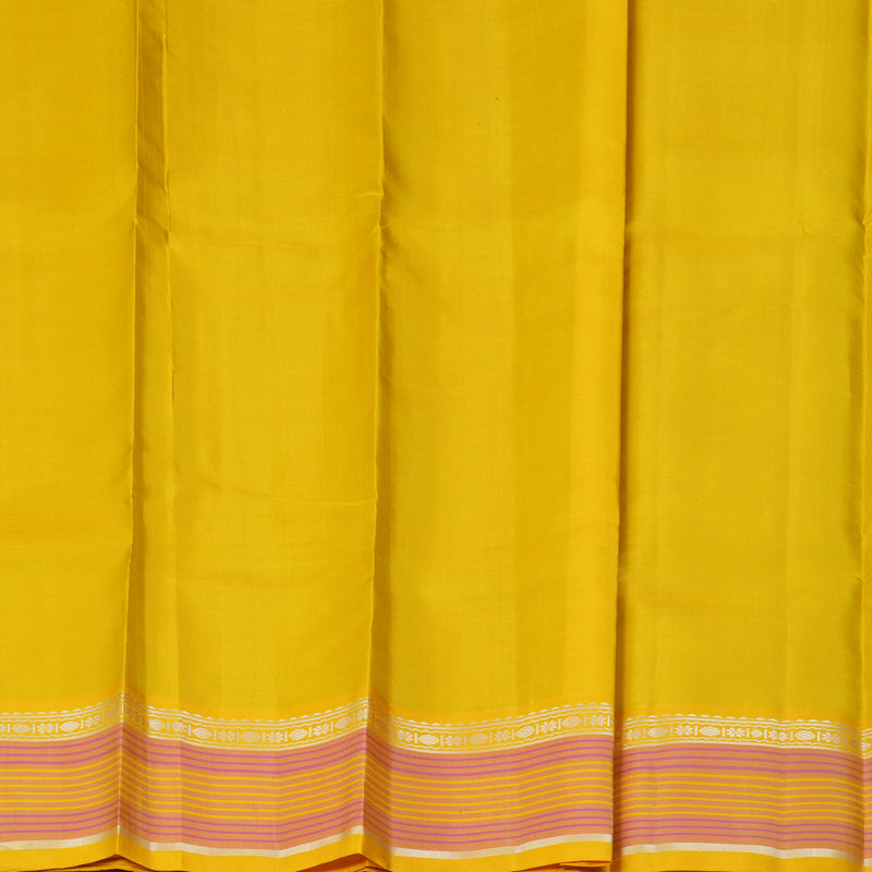 Hayagrivas Handloom Parrot Green Kanjivaram Silk Saree with Yellow Border KBF224E2-1