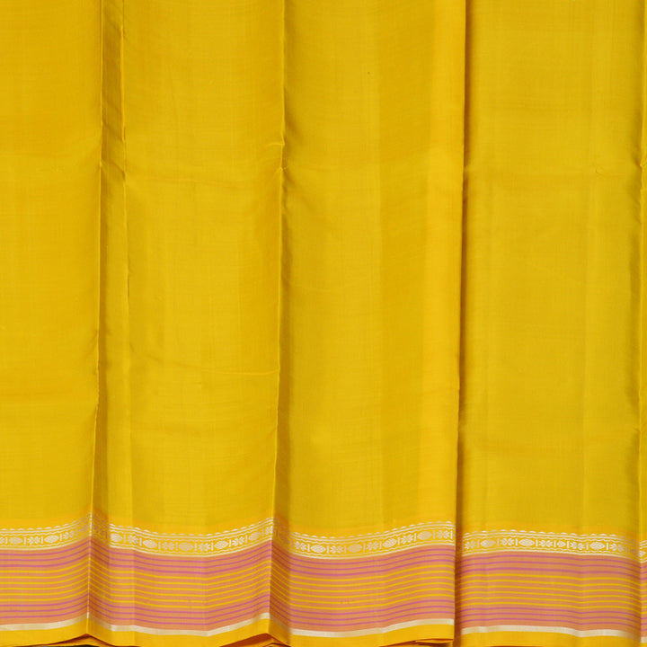 Hayagrivas Handloom Parrot Green Kanjivaram Silk Saree with Yellow Border KBF224E2-1