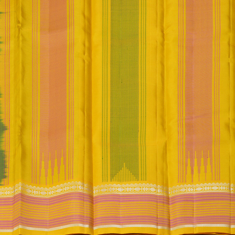 Hayagrivas Handloom Parrot Green Kanjivaram Silk Saree with Yellow Border KBF224E2-1