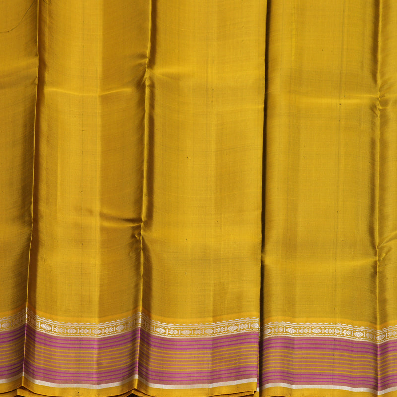 Hayagrivas Handloom Bottle Green Kanjivaram Silk Saree with Sampanga Yellow Border KBF224E2-3