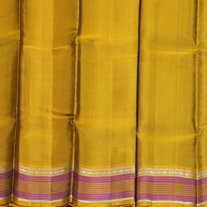 Hayagrivas Handloom Bottle Green Kanjivaram Silk Saree with Sampanga Yellow Border KBF224E2-3
