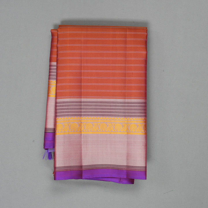Hayagrivas Handloom Rust Orange Kanjivaram Silk Saree KBF224E2-4
