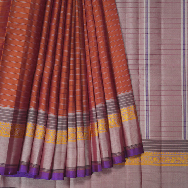 Hayagrivas Handloom Rust Orange Kanjivaram Silk Saree KBF224E2-4
