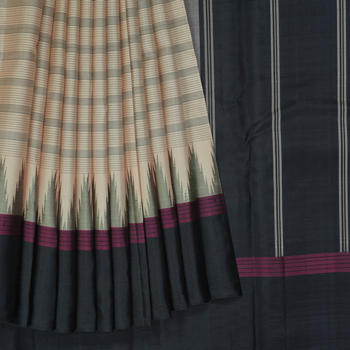 Hayagrivas Handloom Sandal Kanjivaram Silk Saree with Ganga Jamuna Border KBF224E4-1