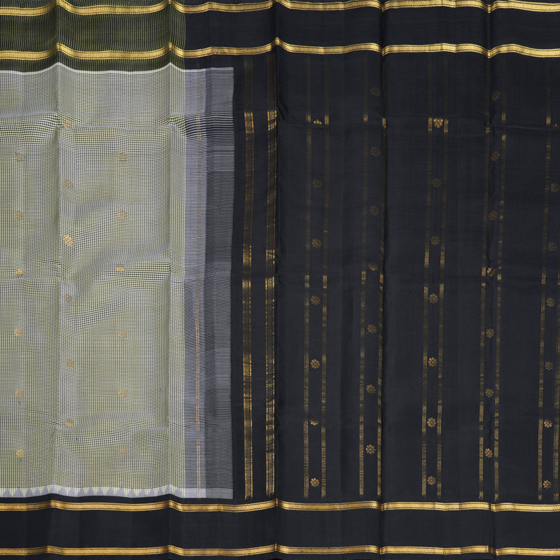 Hayagrivas Handloom Pista Green &amp; Black (Zasa Zasa Kattam) Kanjivaram Silk Saree KBF224E5-1