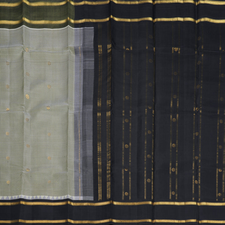 Hayagrivas Handloom Pista Green &amp; Black (Zasa Zasa Kattam) Kanjivaram Silk Saree KBF224E5-1